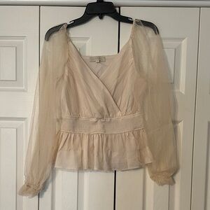 Dance & Marvel Cream Sheer Blouse